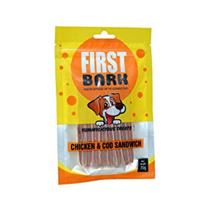 First Bark Chicken Jerky Chicken & COD Sandwich Dry Dog Treat 3 Pack (3 X 70g)