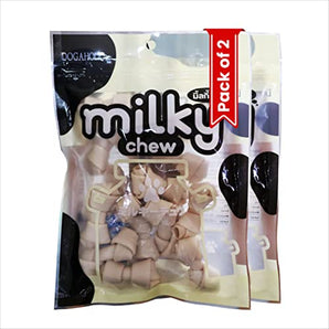Dogaholic Milky Chews Knotted Bone Dry Dog Treat - 15pcs (2 Pack)