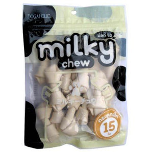 Dogaholic Milky Chews Knotted Bone Dry Dog Treat - 15pcs
