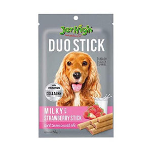 JerHigh Duo Stick Milky with Strawberry Stick Dry Dog Treat - 50g (3 Pack)