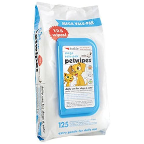 Petkin Petwipes Mega-Value Pack for Dogs and Cats - 125 Wipes