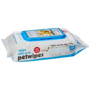 Petkin Petwipes Mega-Value Pack for Dogs and Cats - 125 Wipes
