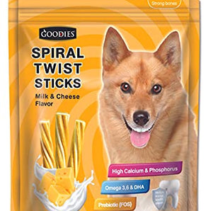 Goodies Energy Spiral Twist Stick Chicken Milk & Cheese Flavor Dry Dog Treat - 450g