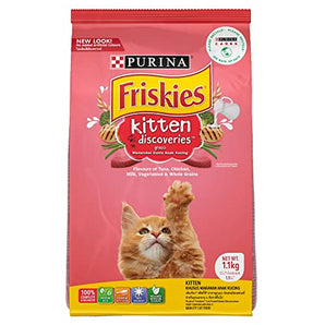 Purina Friskies Kitten Tuna Chicken Milk & Vegetables Flavour Dry Cat Food - 1.1kg