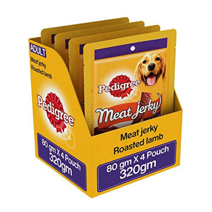 Pedigree Roasted Lamb Meat Jerky Adult Dry Dog Treat 4 Packs (4 x 80g)