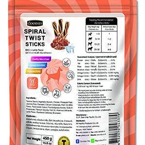 Goodies Energy Spiral Twist Stick Chicken BBQ & Lamb Flavor Dry Dog Treat - 450g