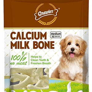 Gnawlers Calcium Milk Bones Medium Dry Dog Treat - 270g (12 Pieces)