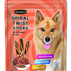 Goodies Energy Spiral Twist Stick Chicken BBQ & Lamb Flavor Dry Dog Treat - 450g