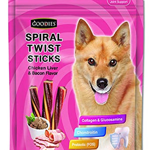 Goodies Energy Spiral Twist Stick Chicken Liver & Bacon Flavor Dry Dog Treat - 450g