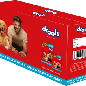 Drools Adult Chicken Liver Gravy Wet Dog Food (15 Pack)