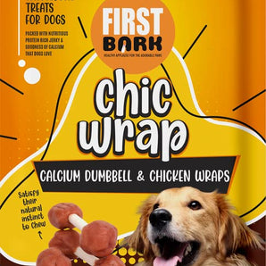 First Bark Chic Wrap Calcium Dumbbell & Chicken Wraps Flavour Dry Dog Treat (3 Pack)