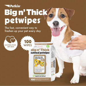 Petkin Oatmeal Pet Wipes for Dogs and Cats - 100 Wipes (Large)